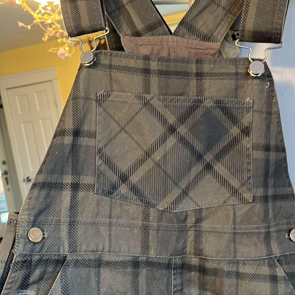 Weworewhat Danielle Bernstein Basic Green Plaid Overalls Size XS - Picture 7 of 12